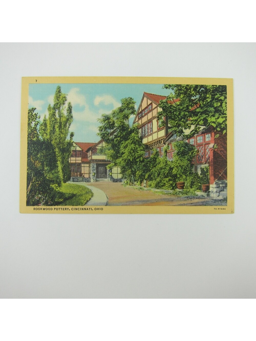 Linen Postcard Rookwood Pottery Building Exterior Cincinnati Ohio Tudor Vintage